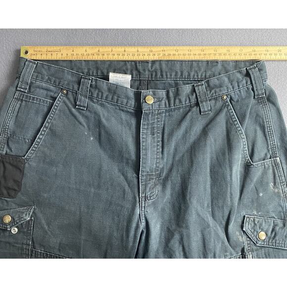 Carhartt Cargo Pants Mens 37x30 Black Relaxed Fit Double Knee Workwear Utility - Picture 12 of 16